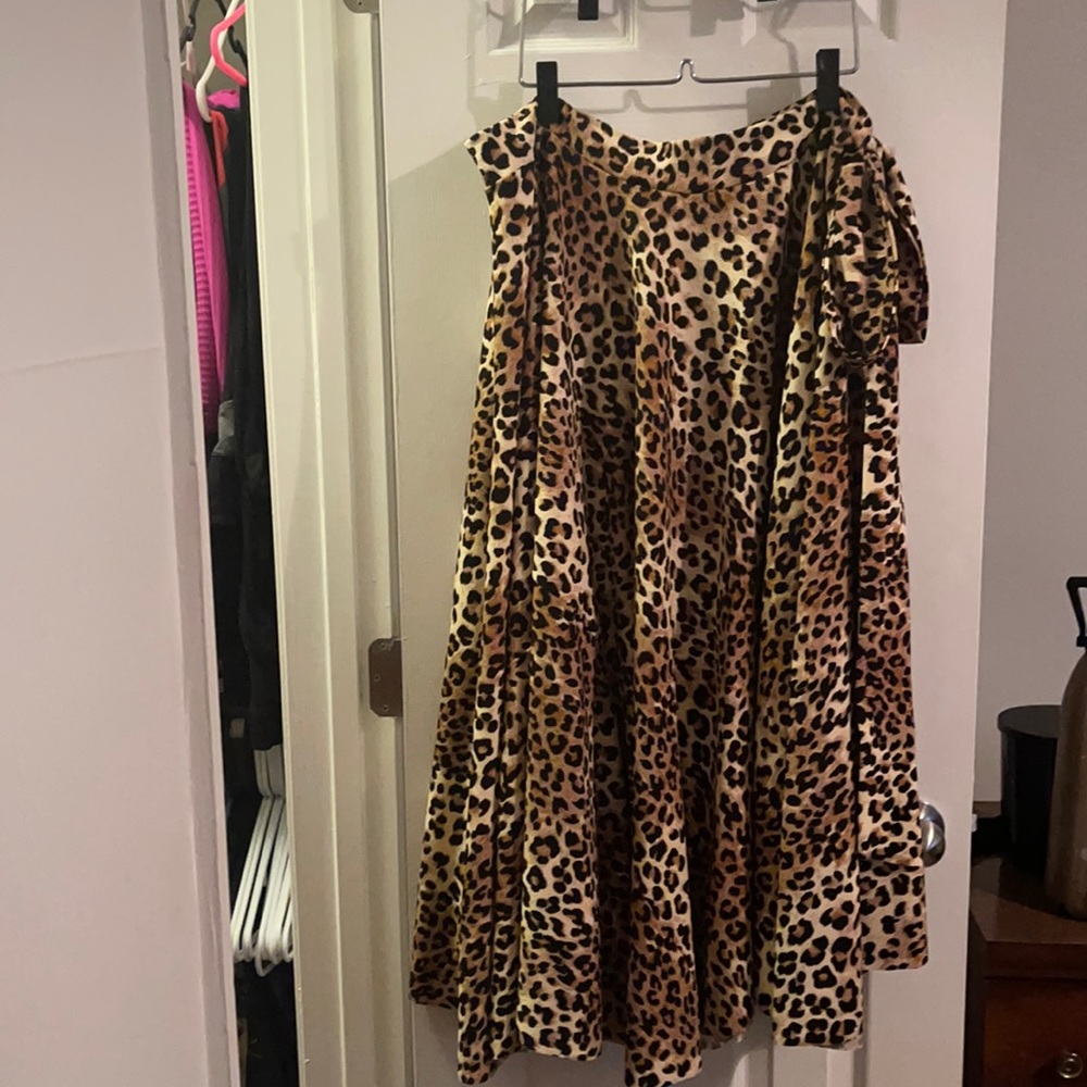 Leopard Print Whitney Mero MIDI Asymmetrical tie skirt